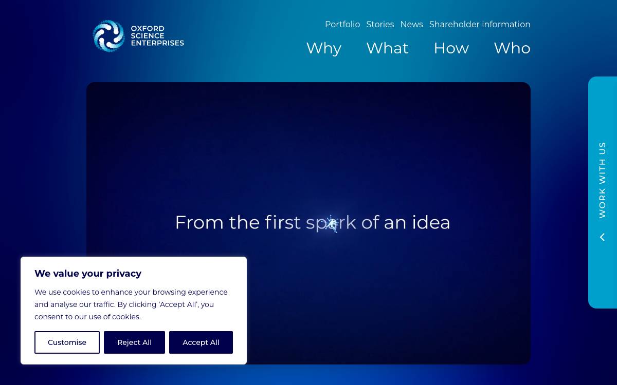 Oxford Science Enterprises website preview