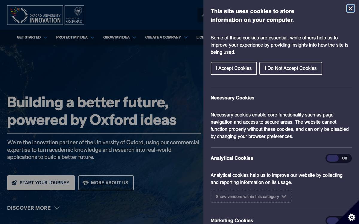 Oxford University Innovation website preview