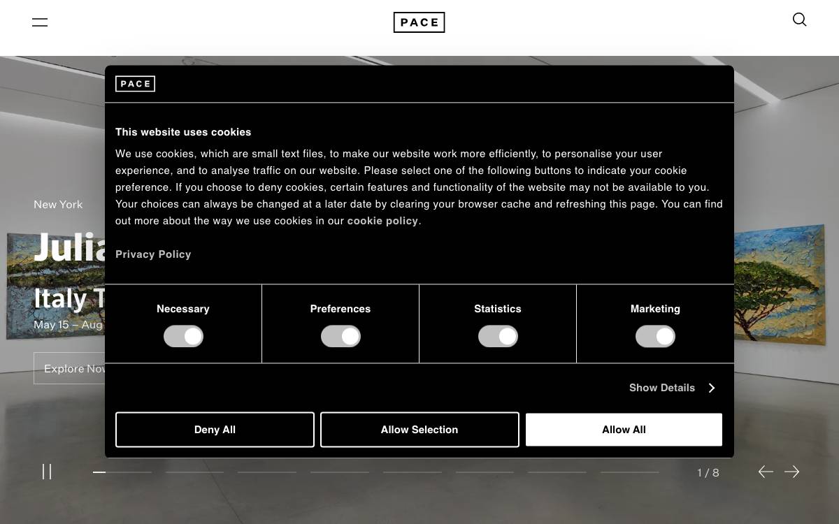 Pace Gallery website preview