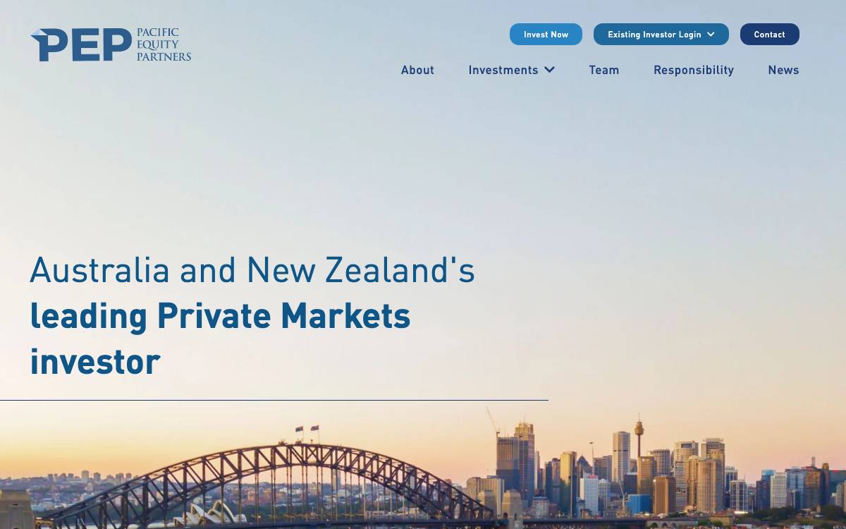Pacific Equity Partners Pty Ltd. website preview