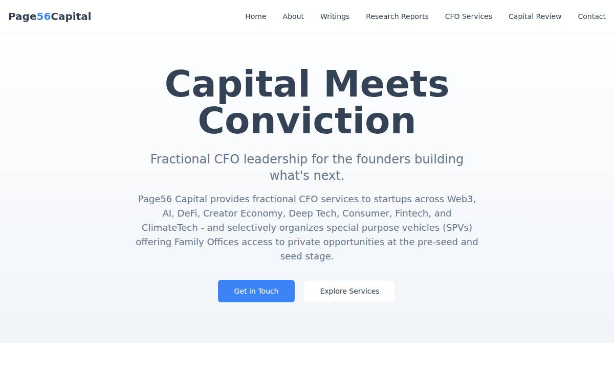 Page56 Capital website preview