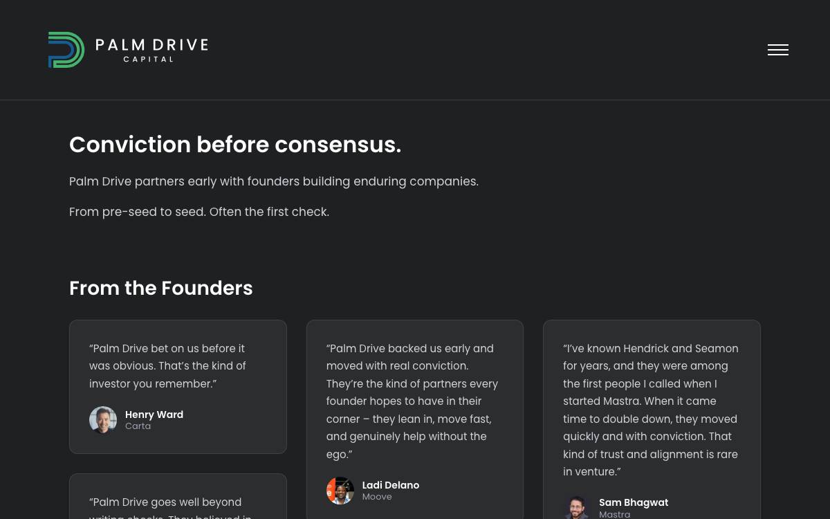 Palm Drive Capital website preview