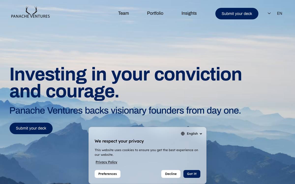 Panache Ventures website preview
