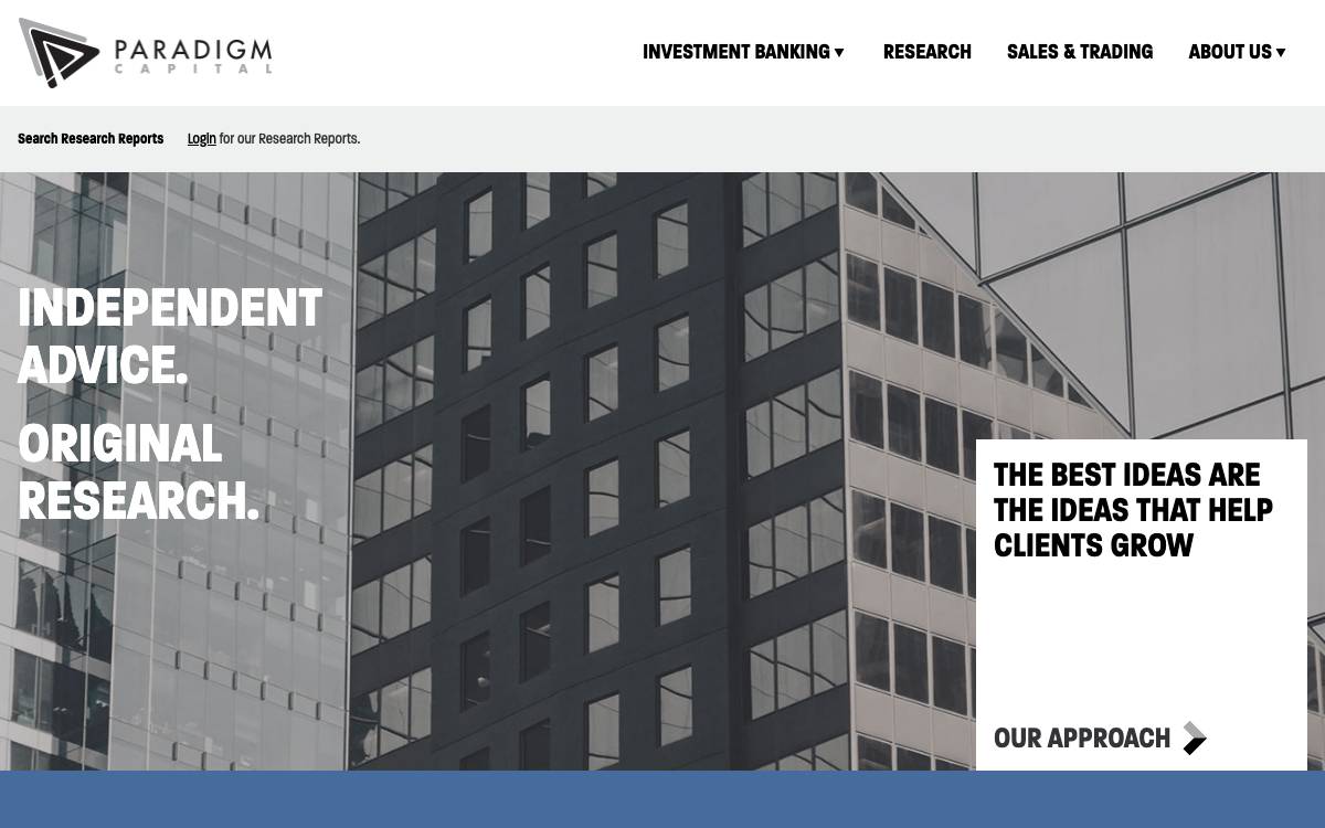Paradigm Capital website preview
