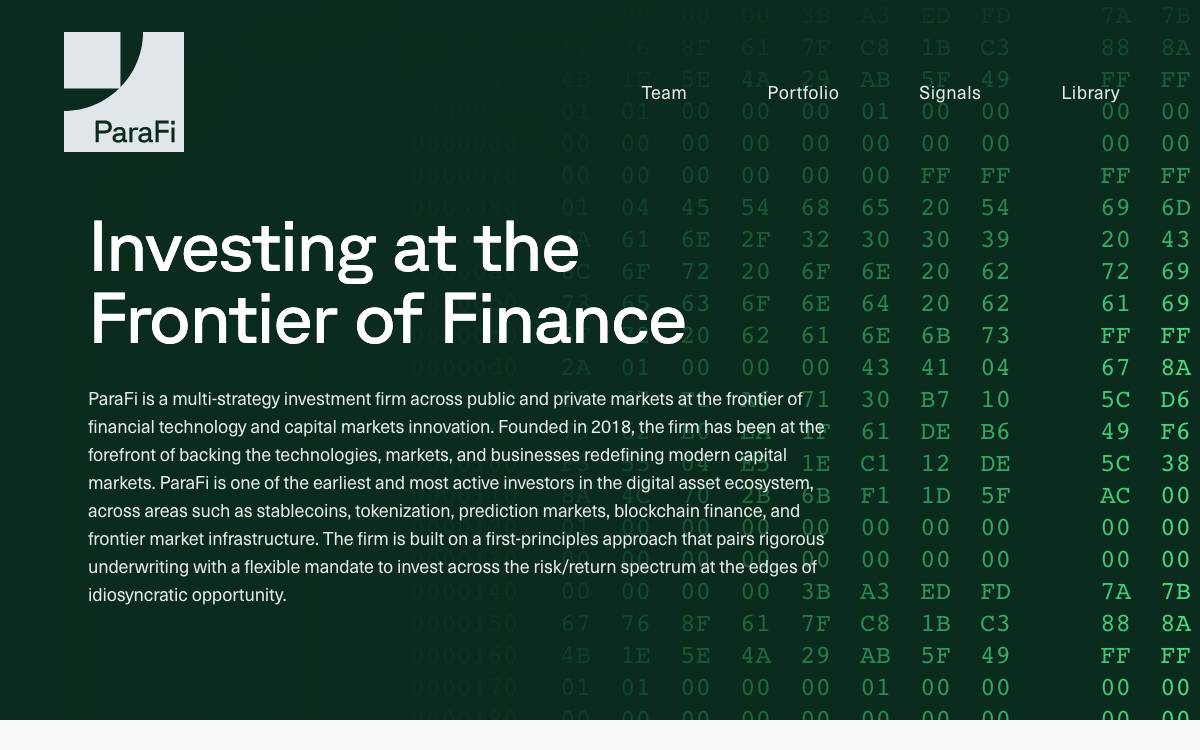 ParaFi Capital website preview