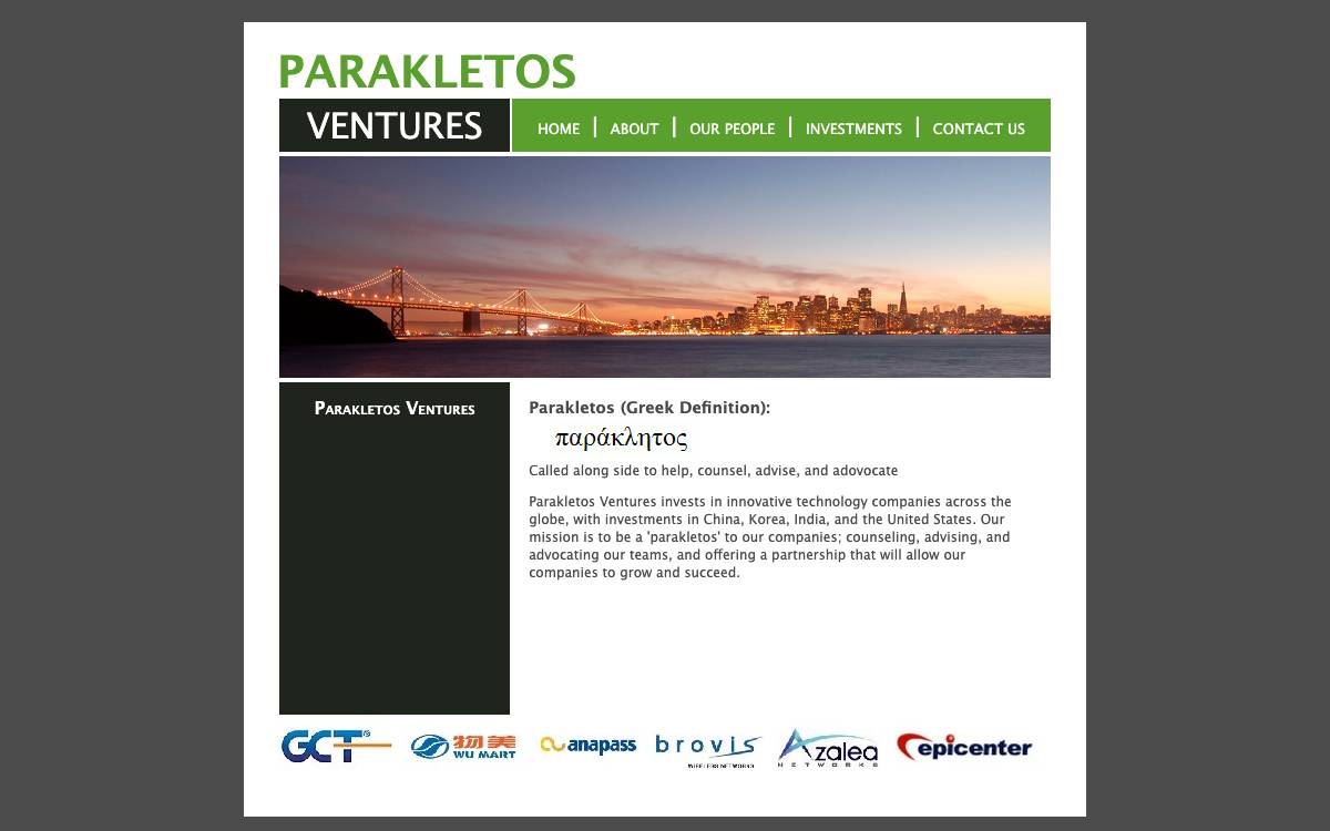 Parakletos Ventures website preview