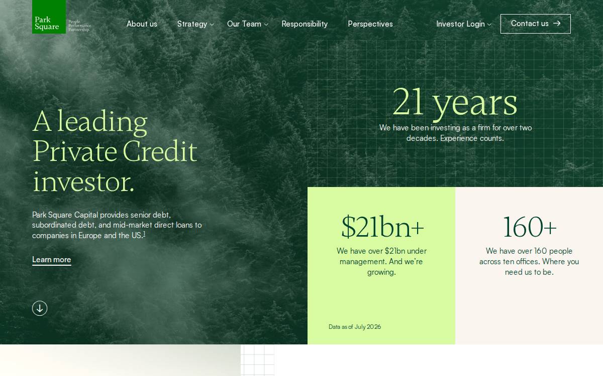 Park Square Capital website preview