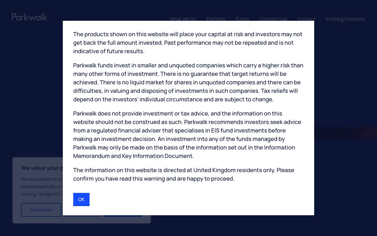 Parkwalk Advisors website preview