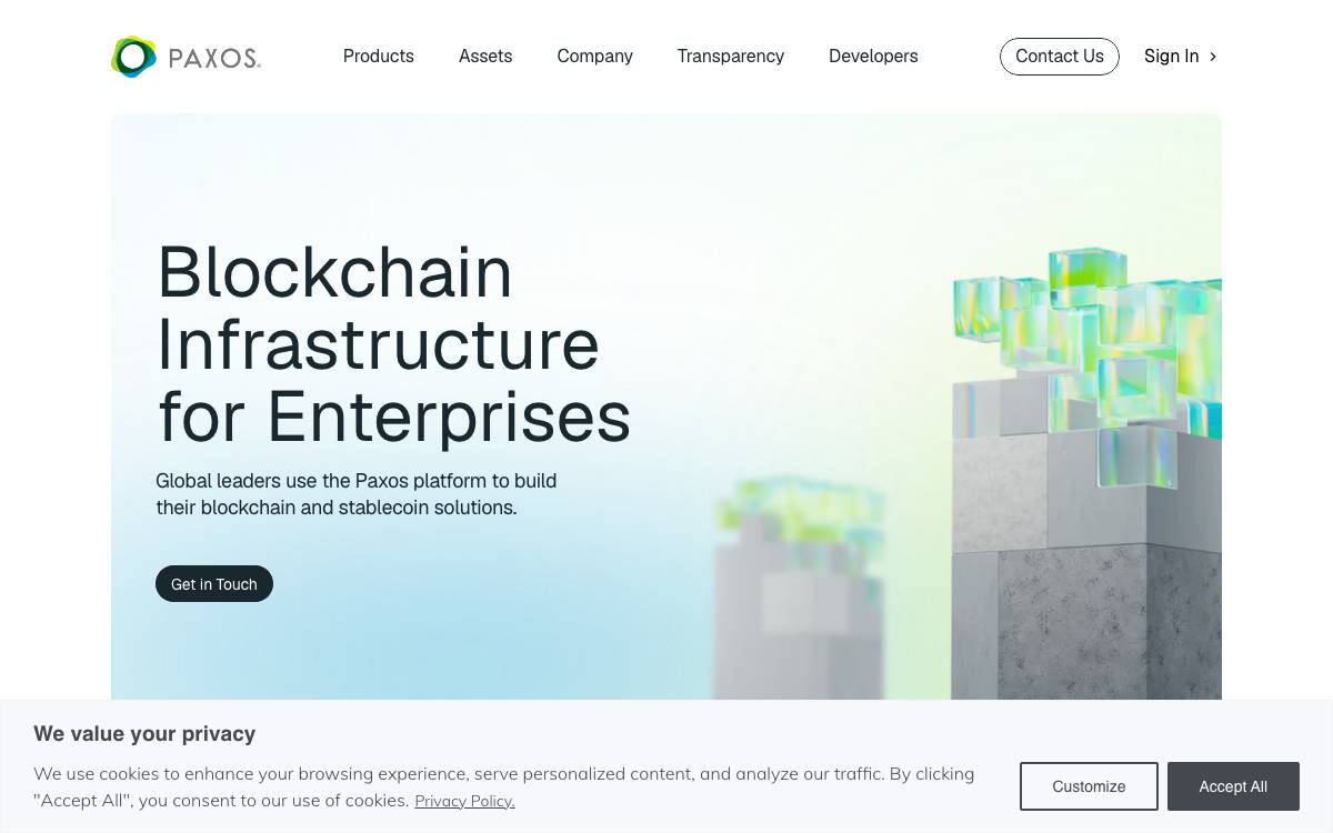 Paxos website preview