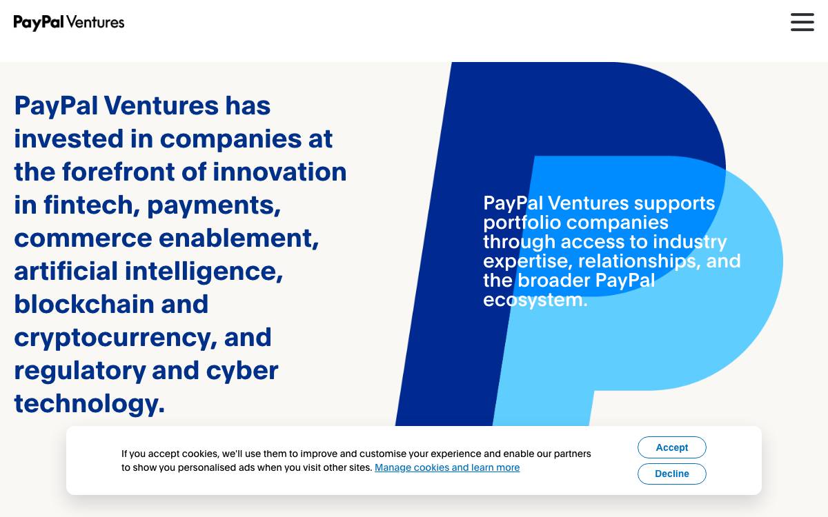 PayPal Ventures website preview