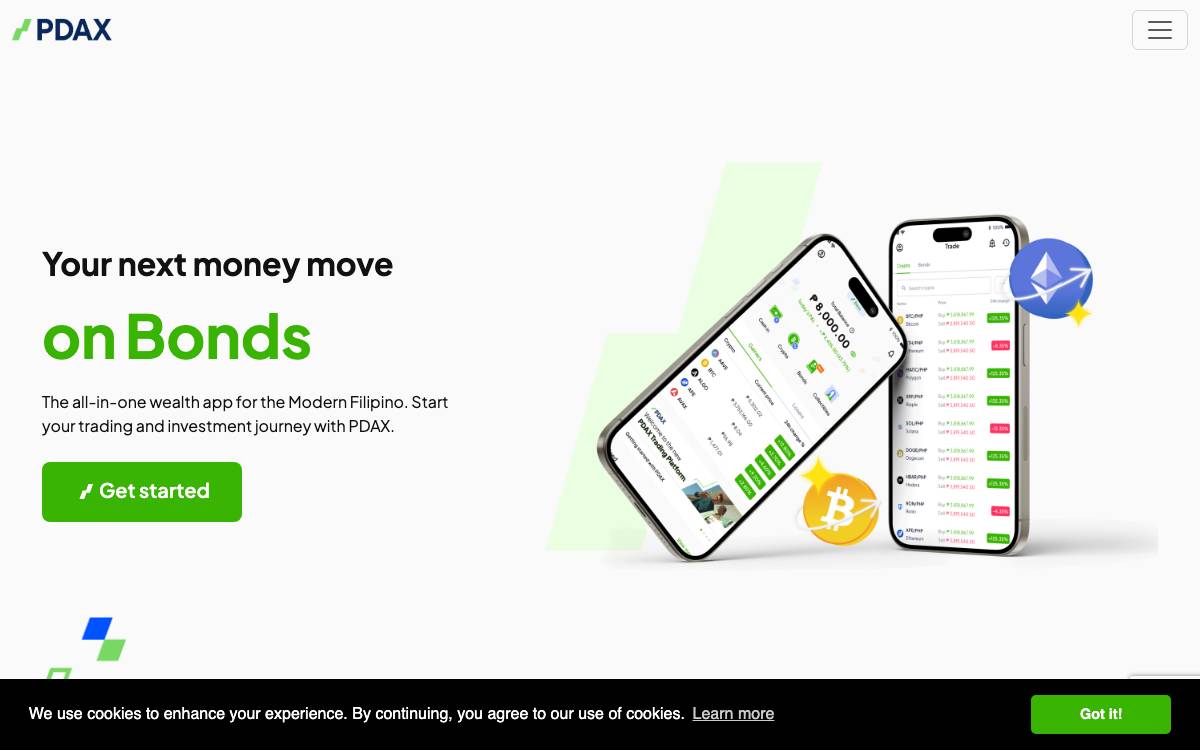 PDAX website preview