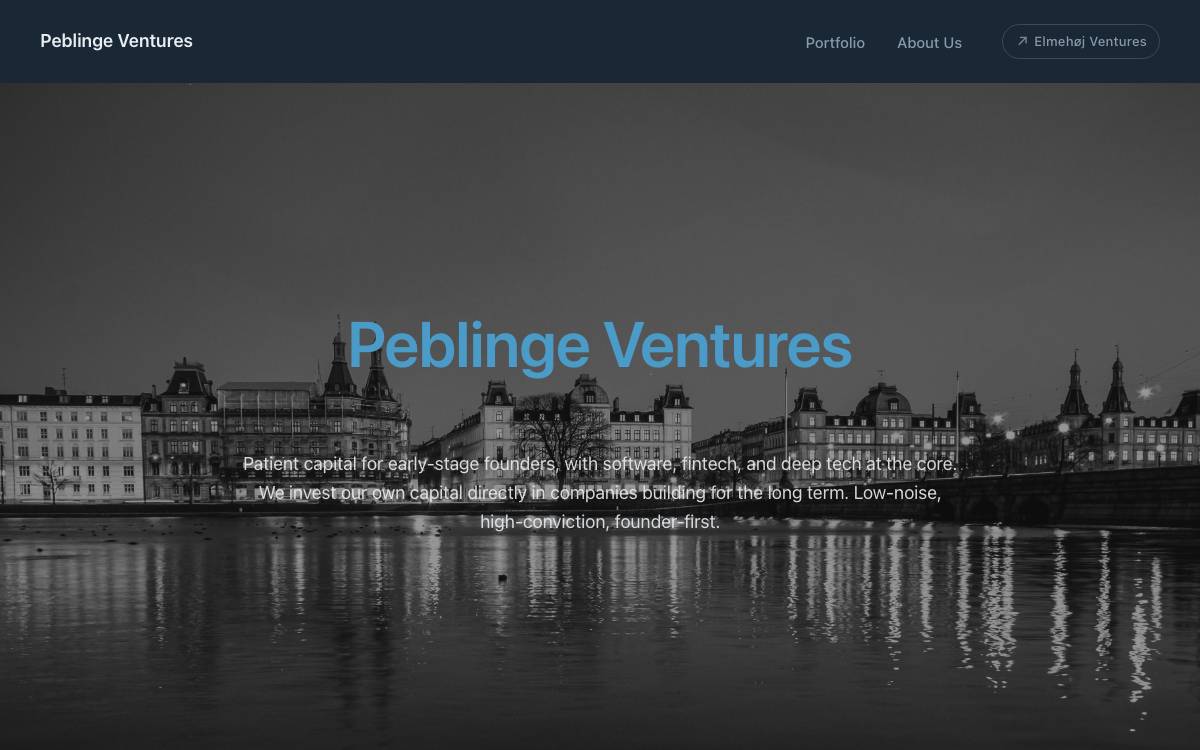 Peblinge Ventures website preview