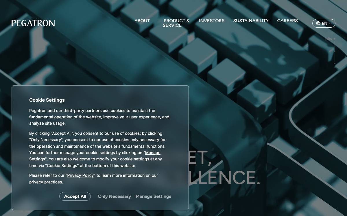 Pegatron website preview
