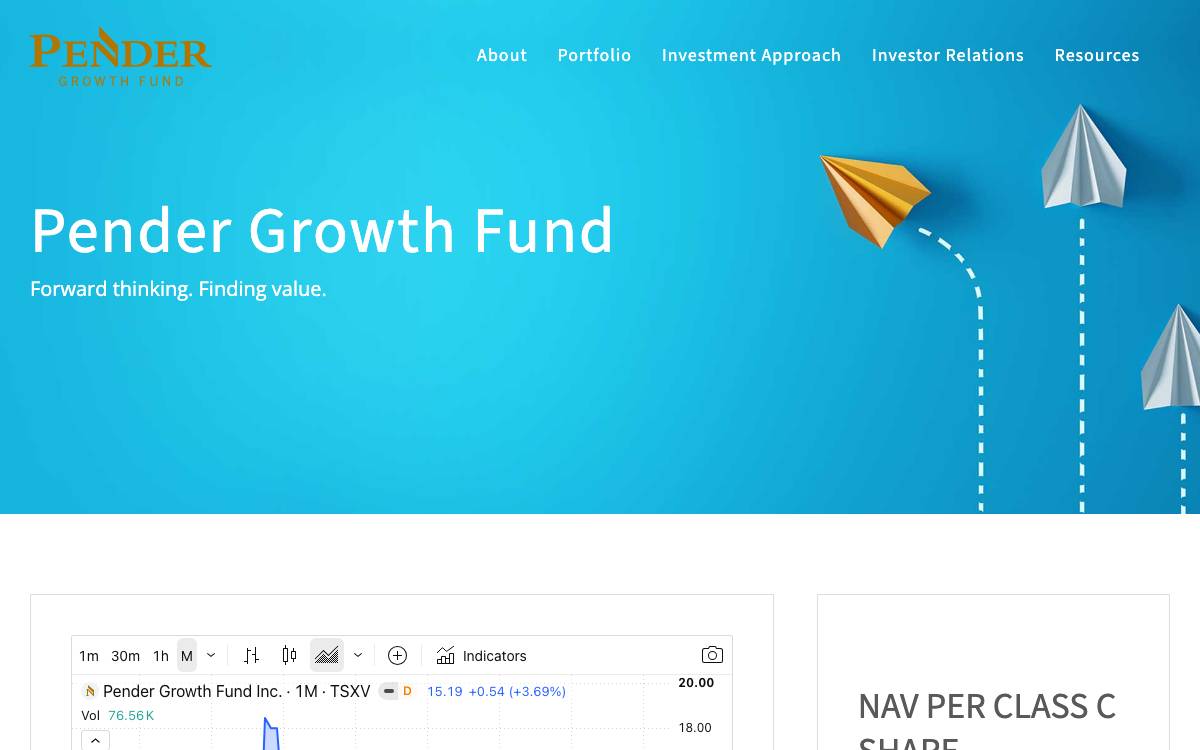 Pender Growth Fund website preview
