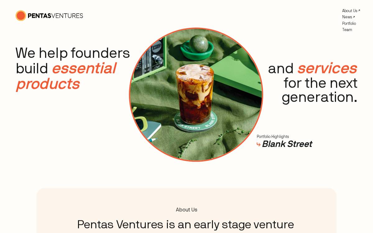 Pentas Ventures website preview