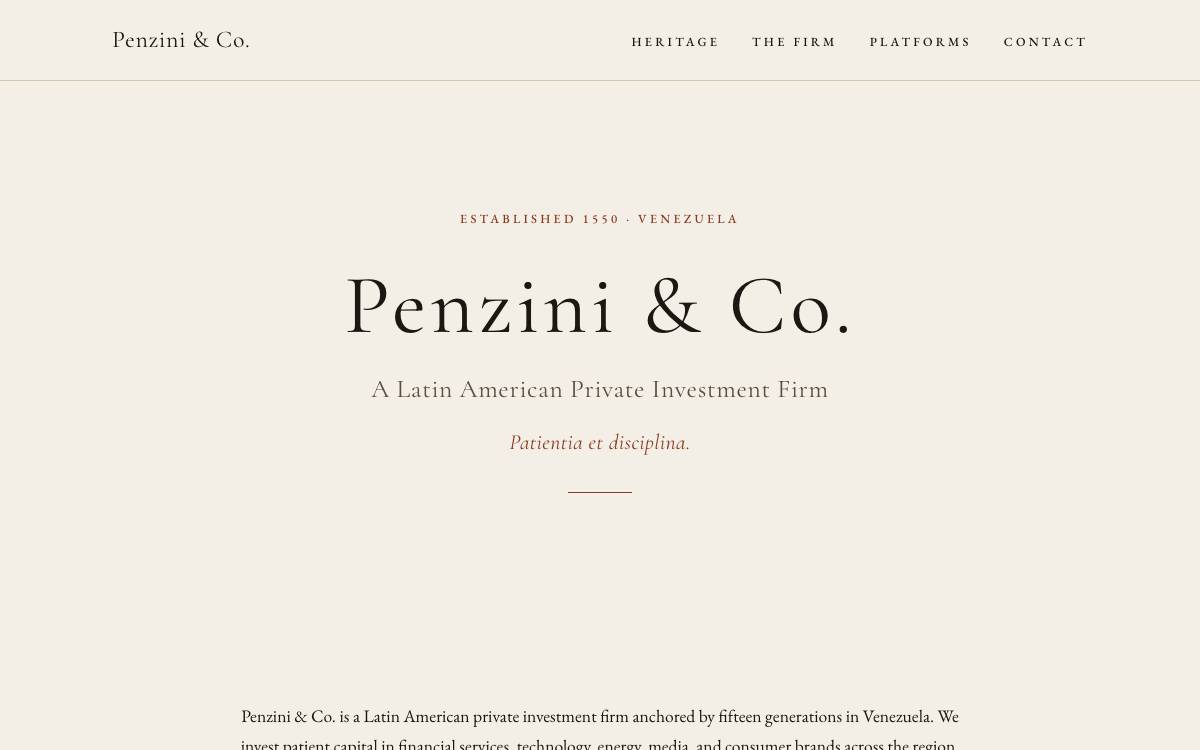 Penzini & Co. website preview