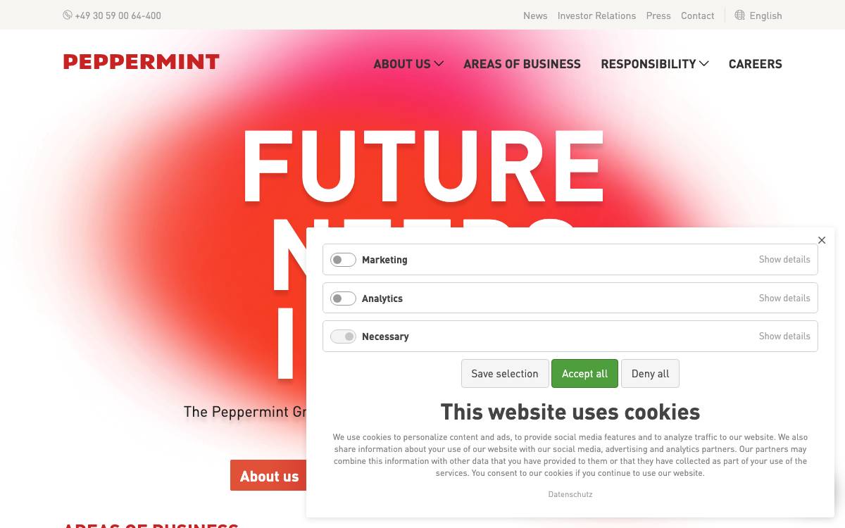 Peppermint Holding website preview