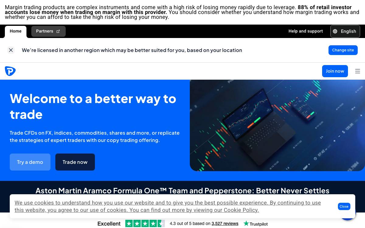 Pepperstone website preview