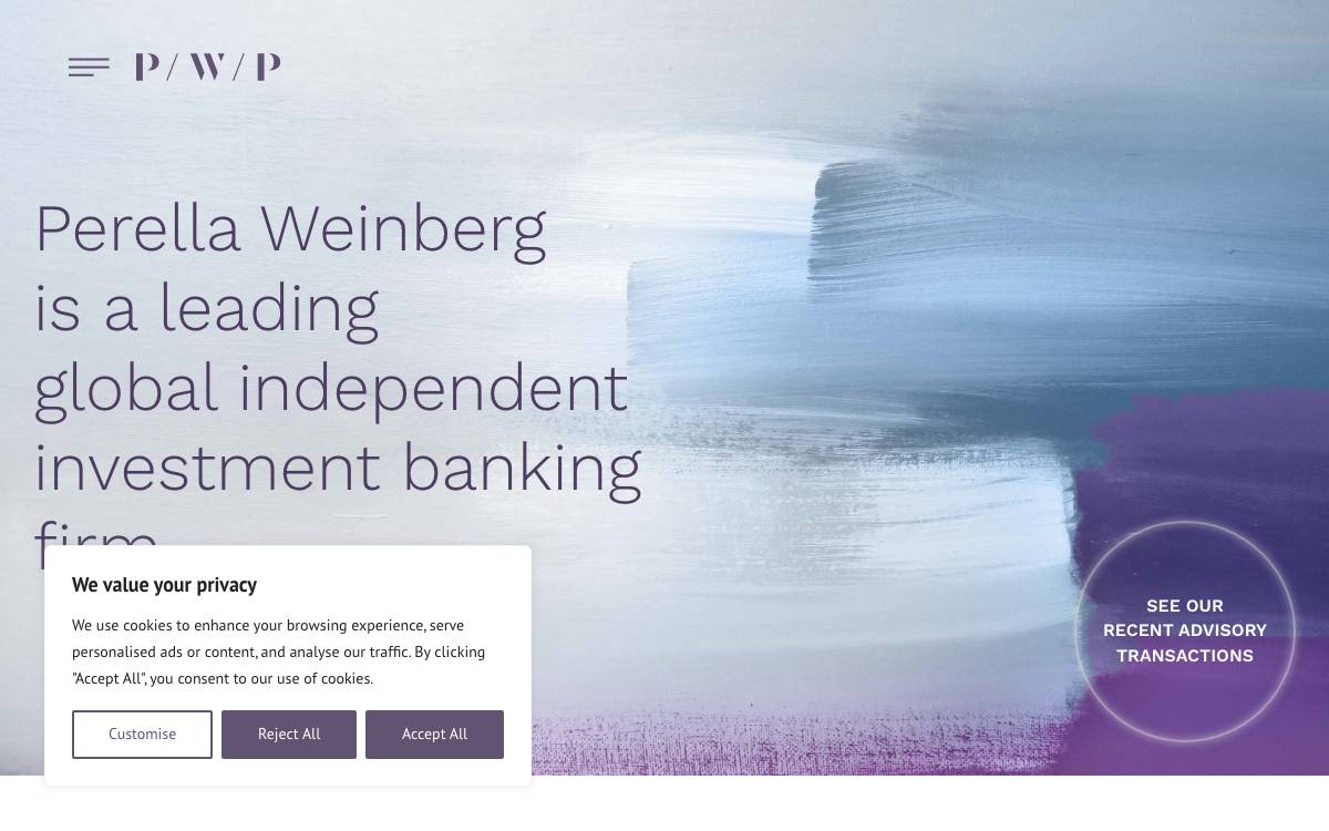 Perella Weinberg website preview