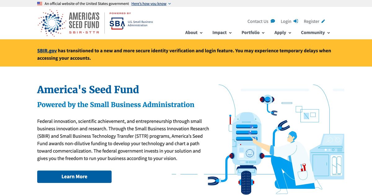 SBIR / STTR grants banner