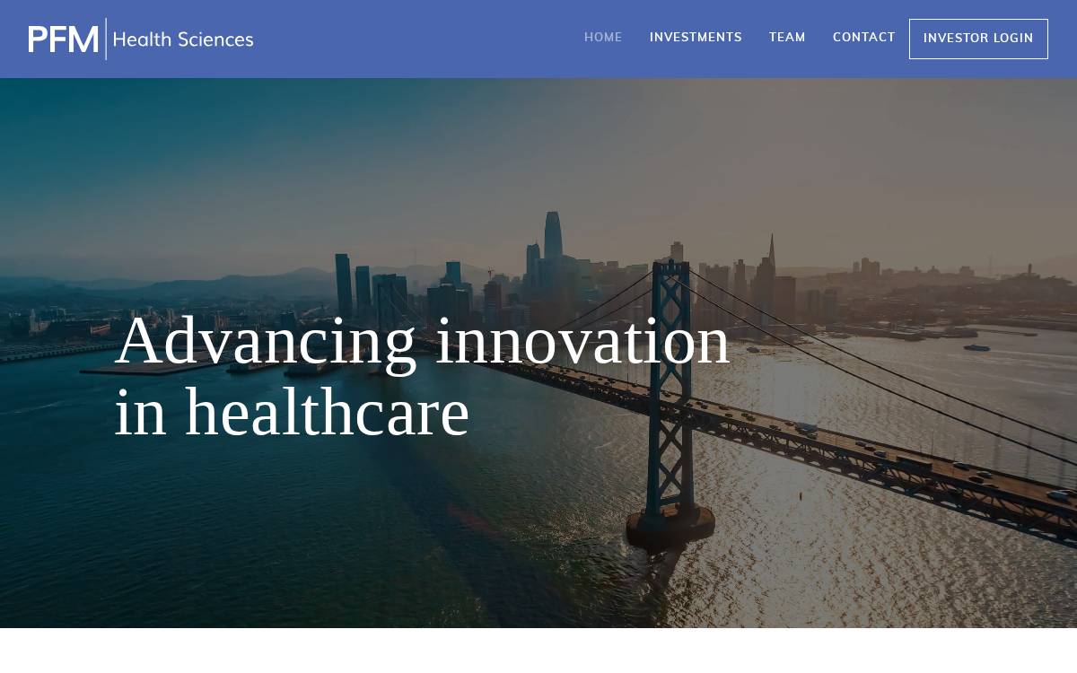 PFM Health Sciences website preview