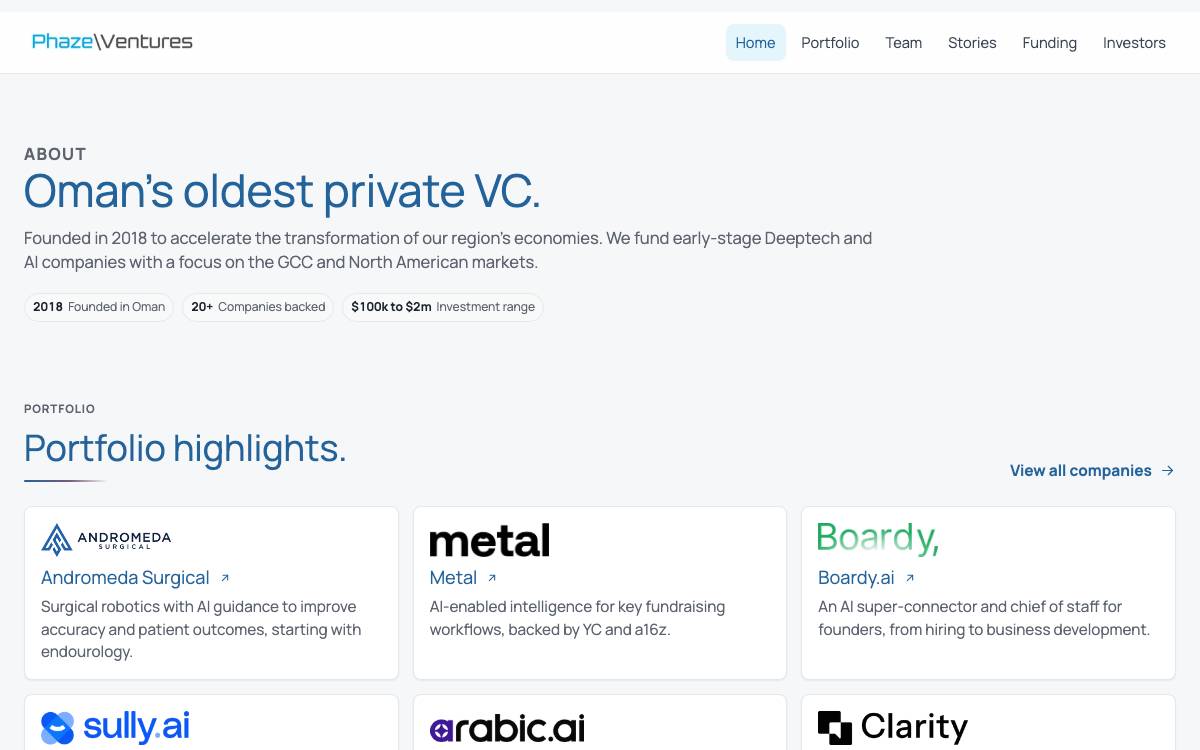 Phaze Ventures website preview