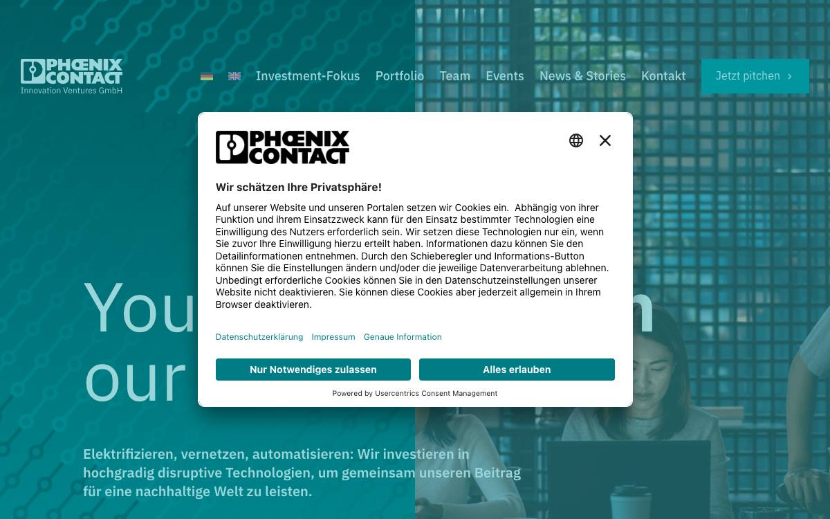 Phoenix Contact Innovation Ventures website preview