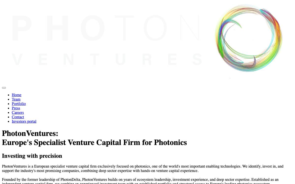 PhotonVentures website preview