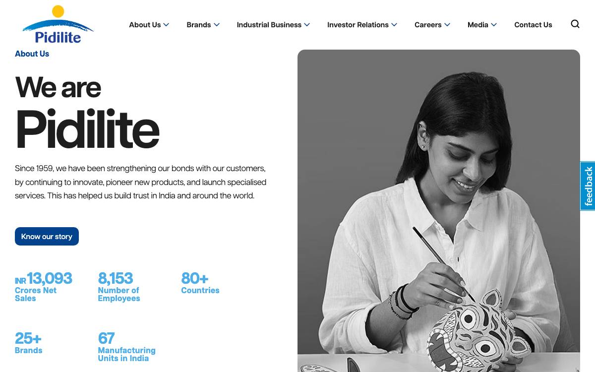 Pidilite Industries Limited website preview