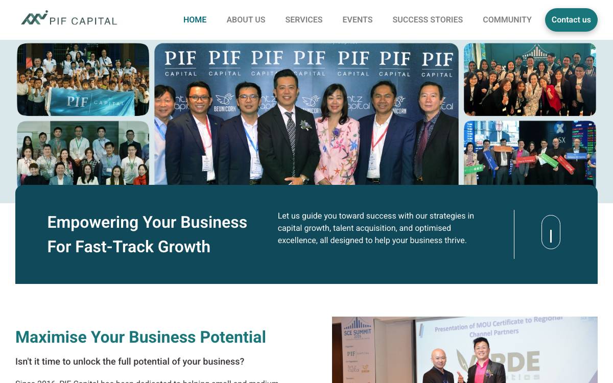 PIF CAPITAL PTE LTD website preview