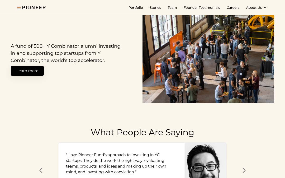 Pioneer website preview
