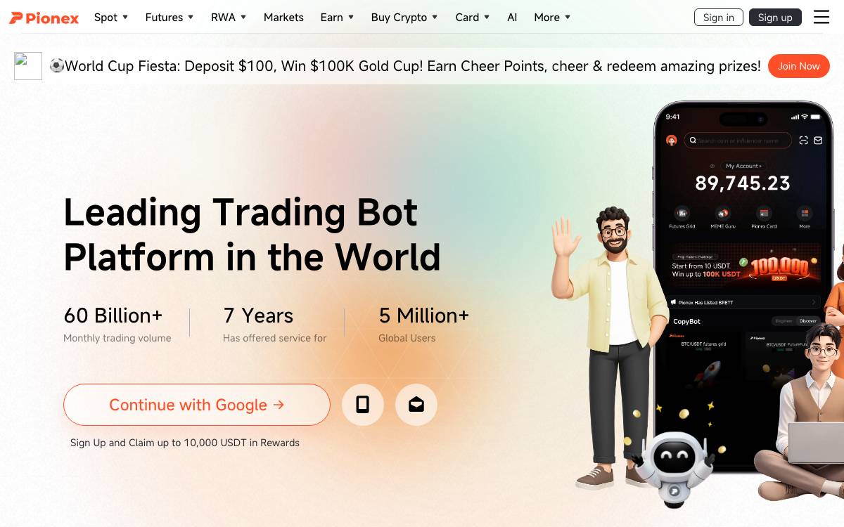 Pionex website preview