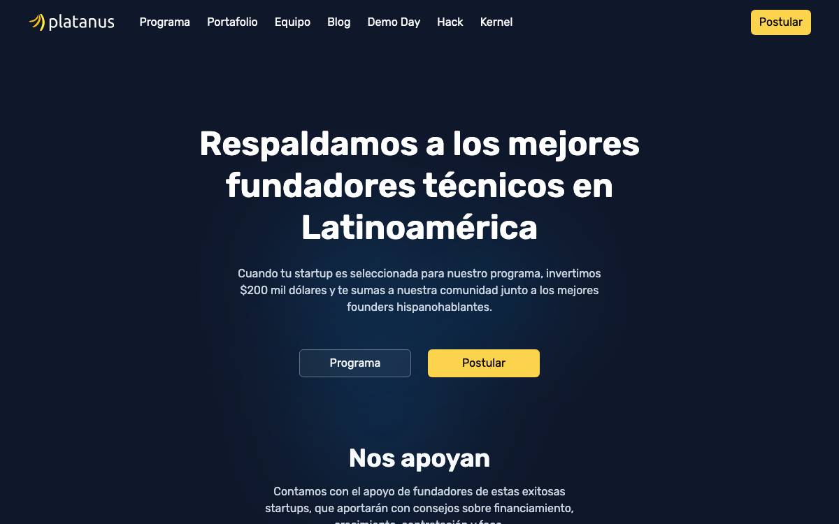 Platanus Ventures website preview