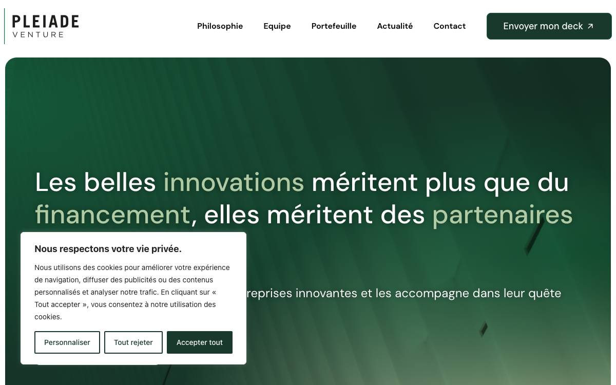 Pléiade Venture website preview