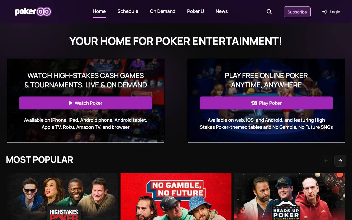 PokerGO website preview