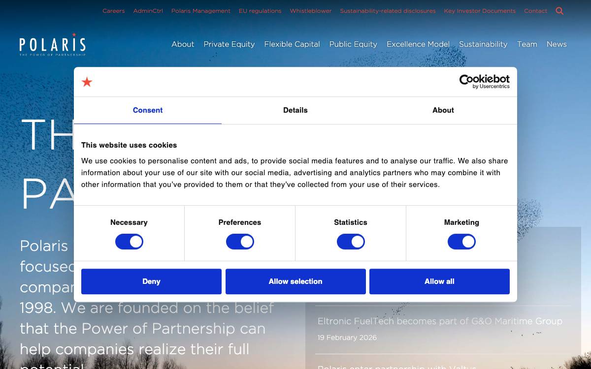 Polaris Management A/S website preview