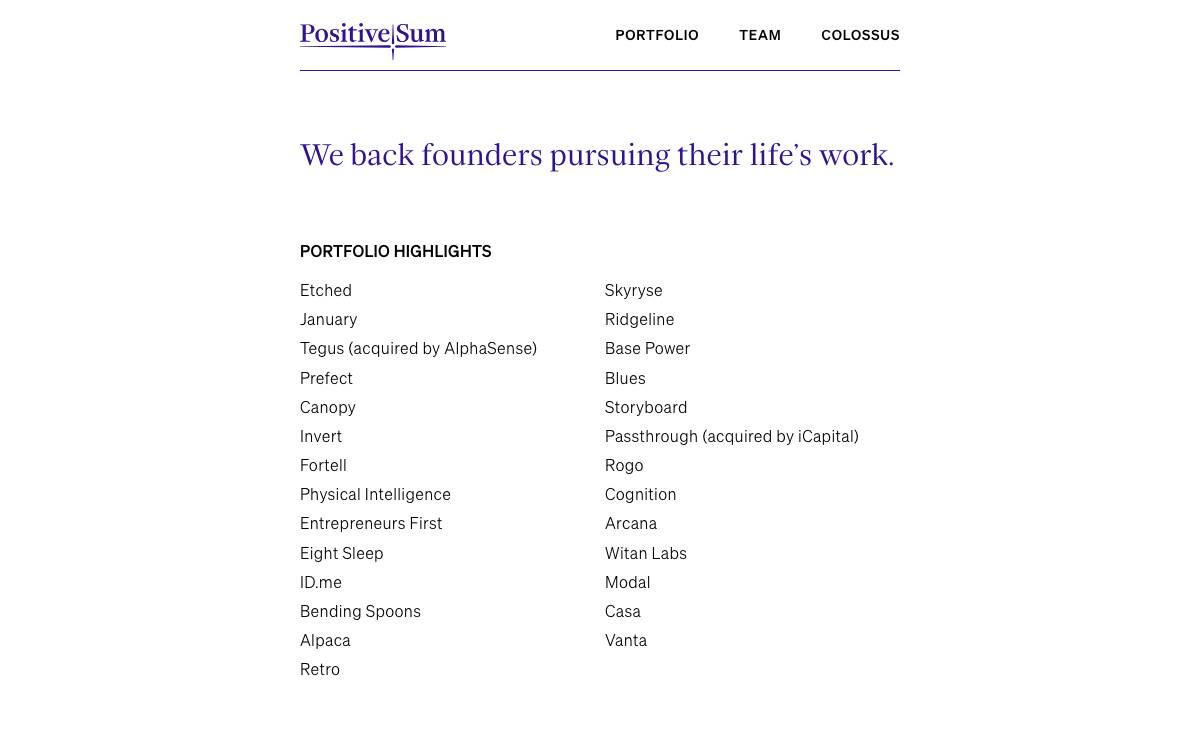 Positive Sum Capital website preview