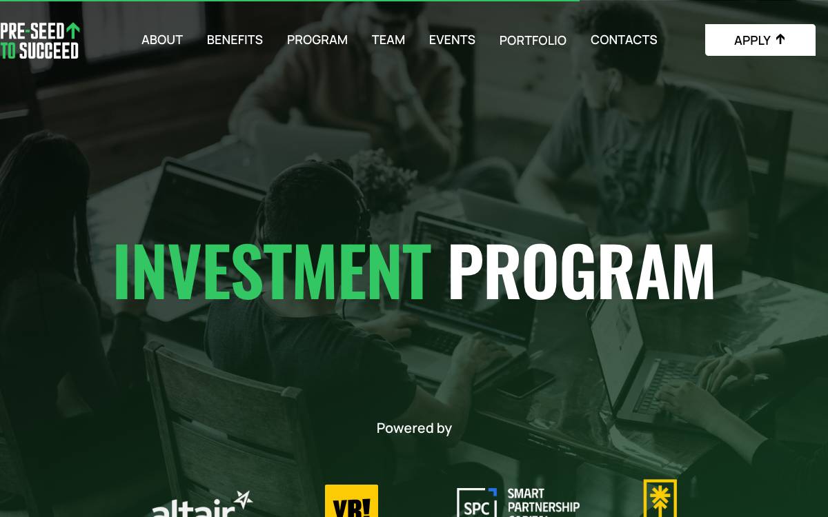 Pre-Seed to Succeed website preview