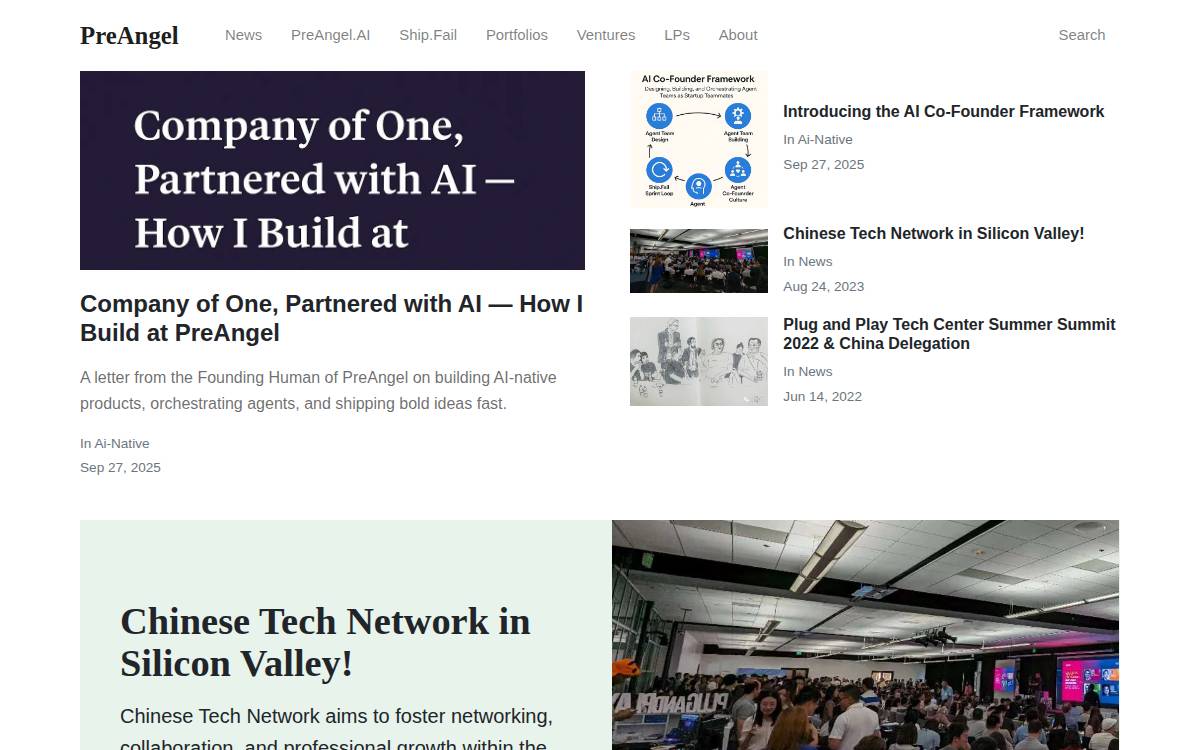 PreAngel Partners website preview