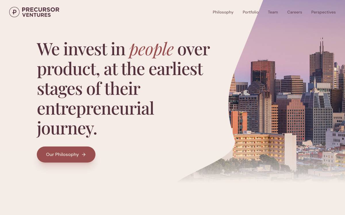 Precursor Ventures website preview