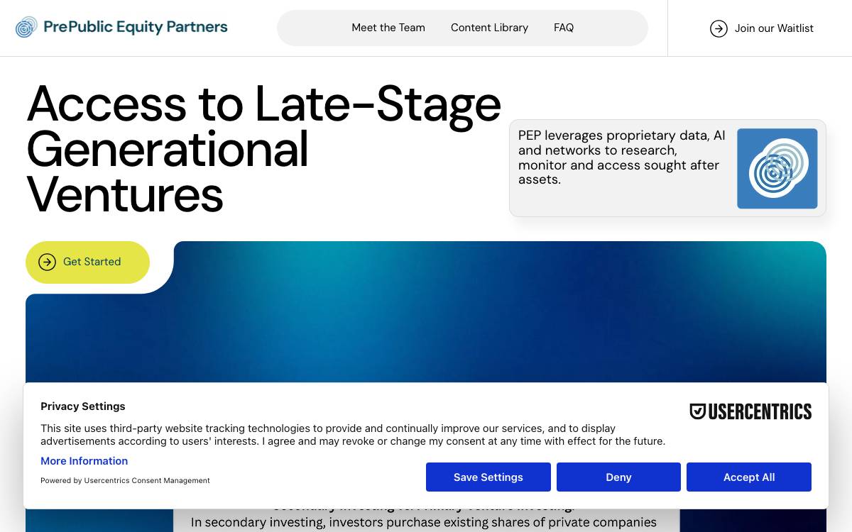 PrePublic Equity Partners website preview