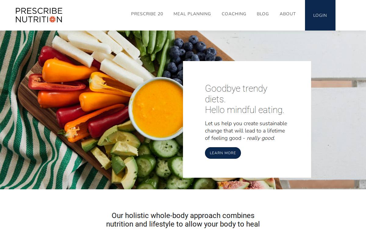 Prescribe Nutrition website preview