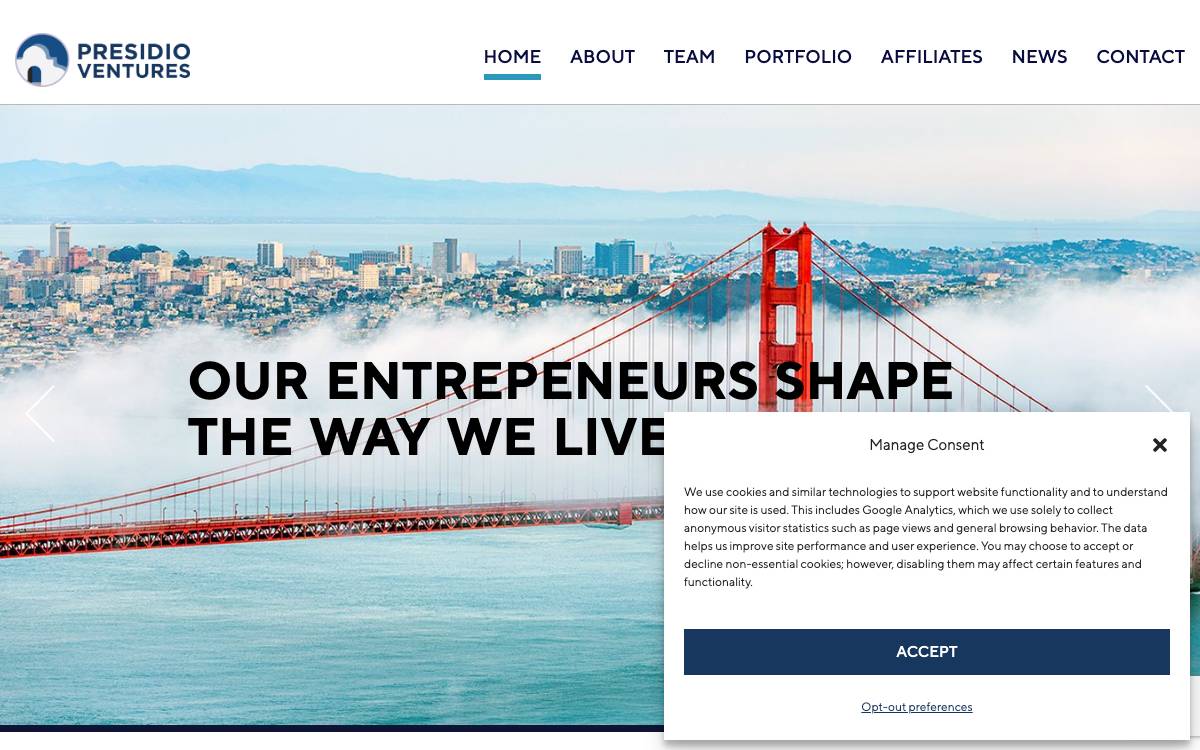 Presidio Ventures website preview