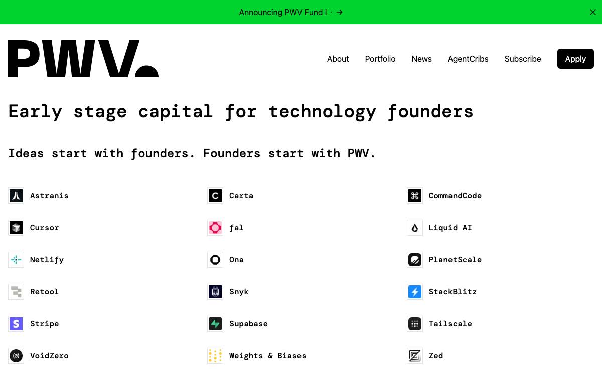 Preston-Werner Ventures website preview