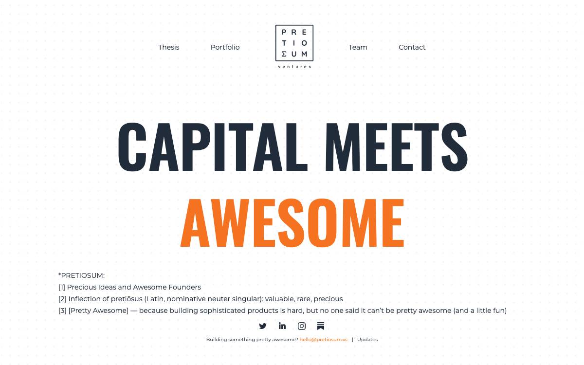 Pretiosum Ventures website preview