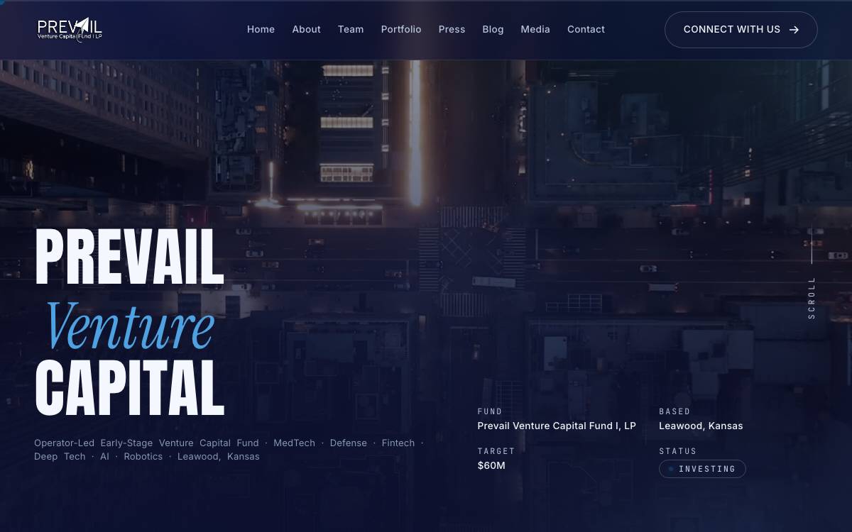 Prevail Venture Capital website preview
