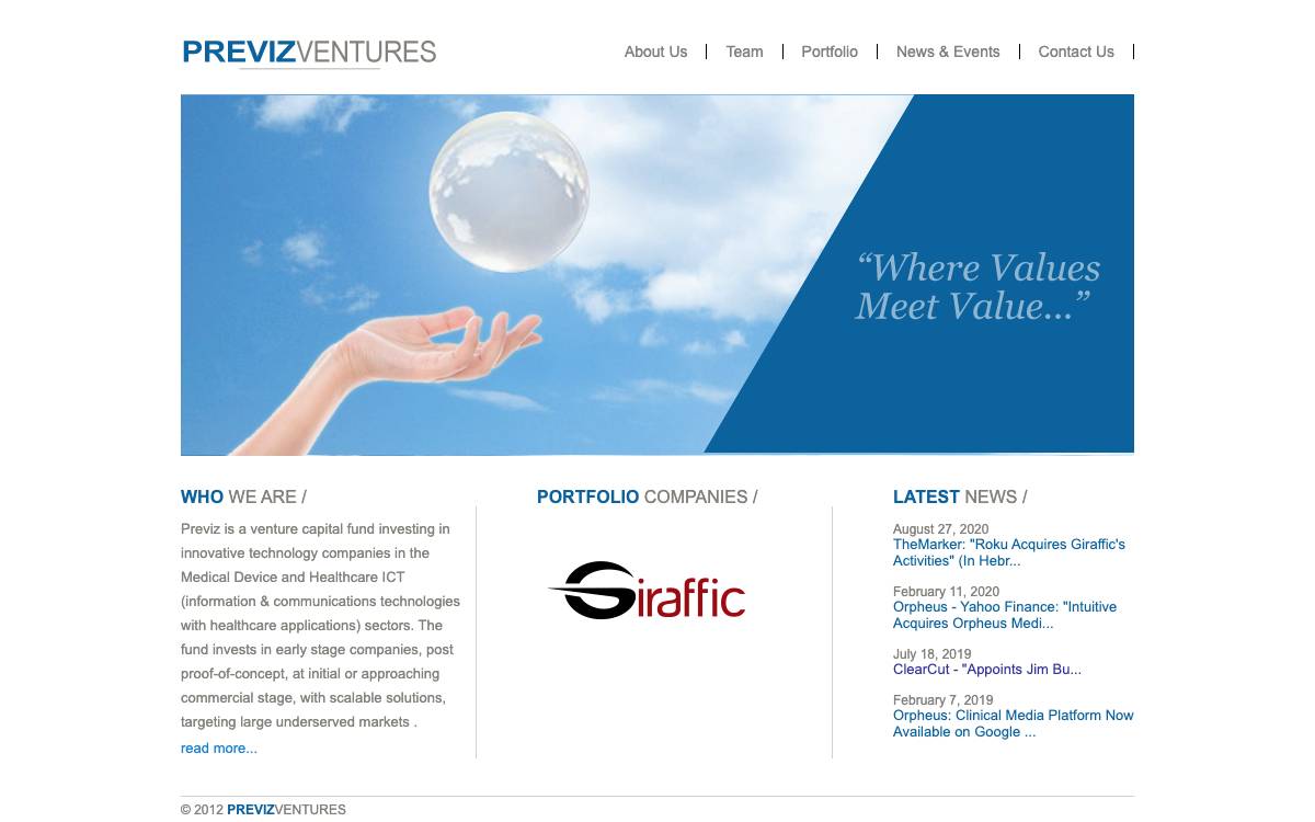 Previz Ventures website preview