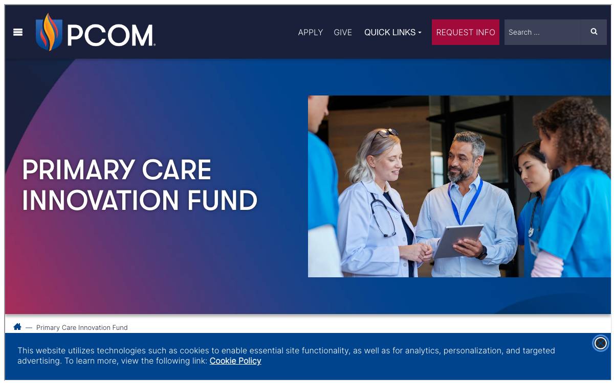 Primary Care Innovation Fund website preview