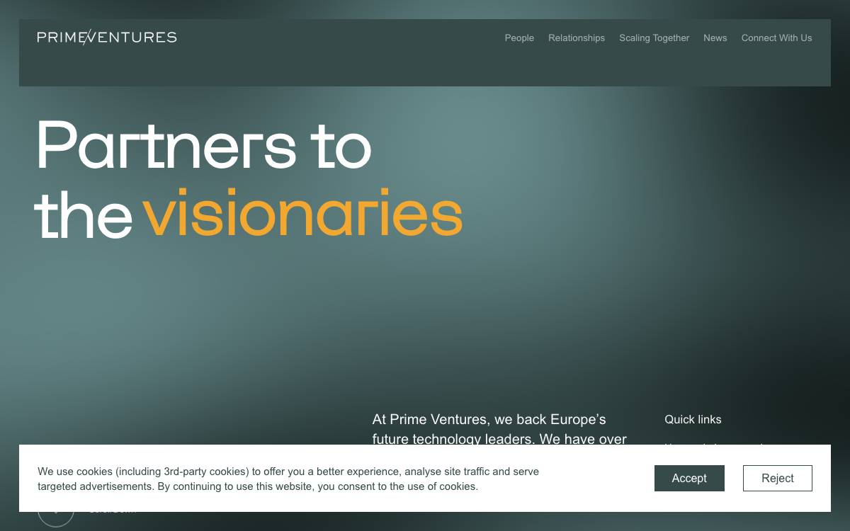 Prime Ventures website preview