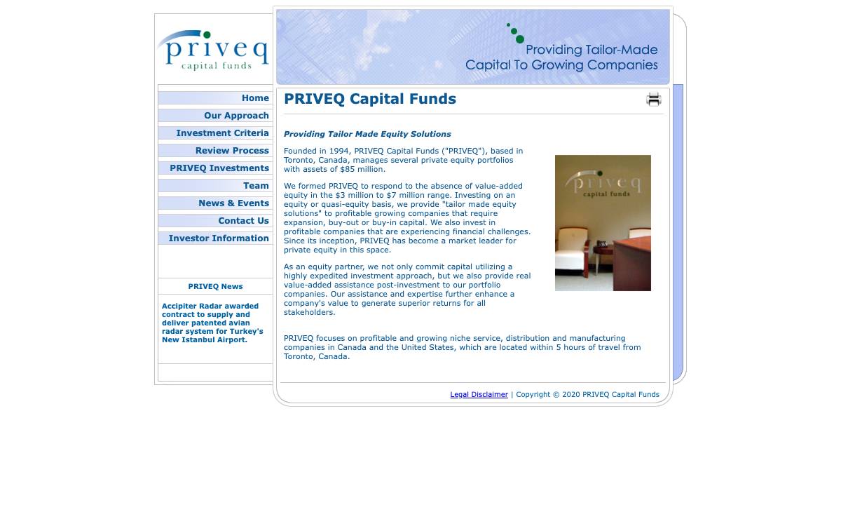 PRIVEQ Capital Funds website preview